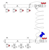 Узел коллекторный MVI этажный Econom нержавеющая сталь левое подключение Ду25 Ду15 PN10 c воздухоотводчиком 10 вых.