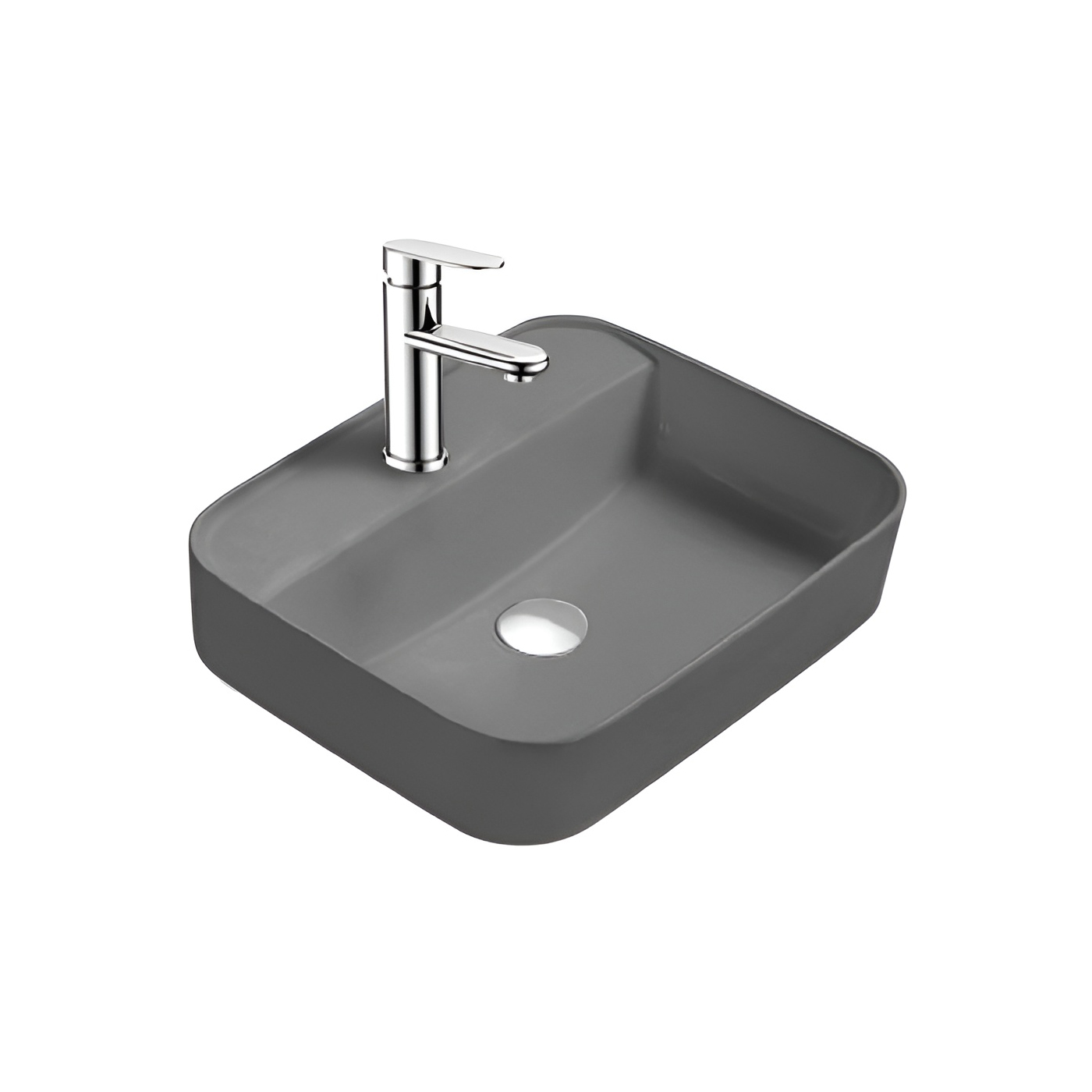 Раковина накладная Aquatek Вега на столешницу 500*395*140 мм серый матовый