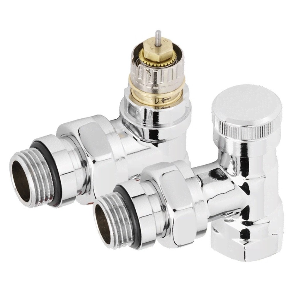 Набор термостатический для радиатора Royal Thermo Design 1/2" Click Хром угловой