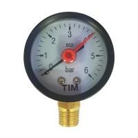 Манометр радиального подключения Tim 1/4" с верхним подключением  6 бар