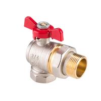Кран шаровой MVI угловой полнопроходной с полусгоном AquaHit резьба внутренняя-наружная ручка-бабочка PN25 3/4"