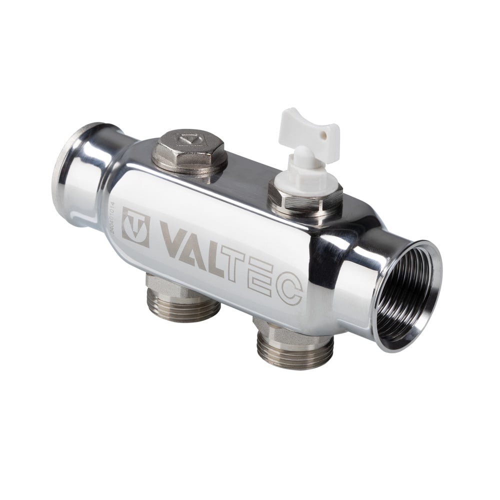 Коллектор из нержавеющей стали Valtec с межосевым расстоянием выходов 50 мм 1"x3/4" 9 вых