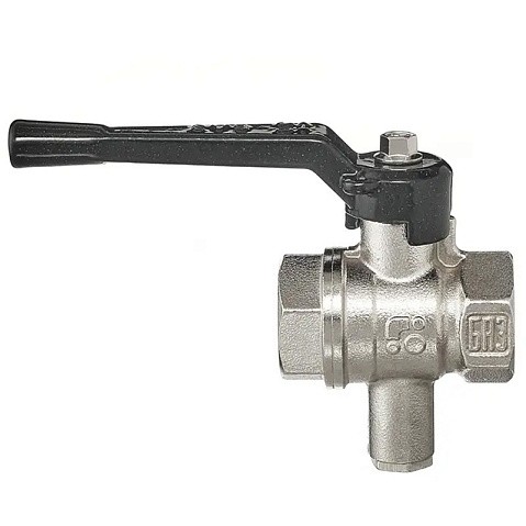 Кран шаровой латунный БАЗ 11Б27п1 DN15 PN40 под термодатчик М10 никелированный муфта-муфта рычаг