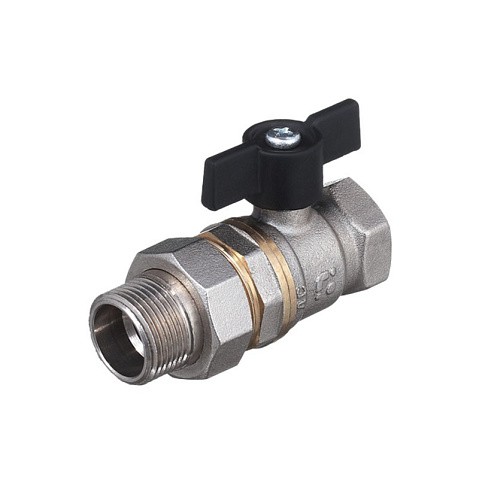 Кран шаровой латунный БАЗ 11Б27п1 DN 15 PN 40 никелированный американка бабочка