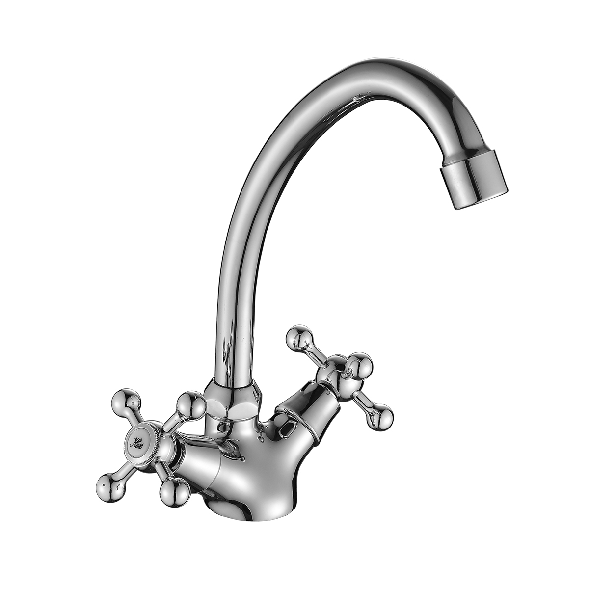 Смеситель Decoroom DR54028 двуручный для кухни с высоким поворотным изливом