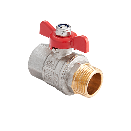 Кран шаровой MVI из латуни прямой, муфта-цапка (вн-нар, рукоятка «бабочка») 3/4"