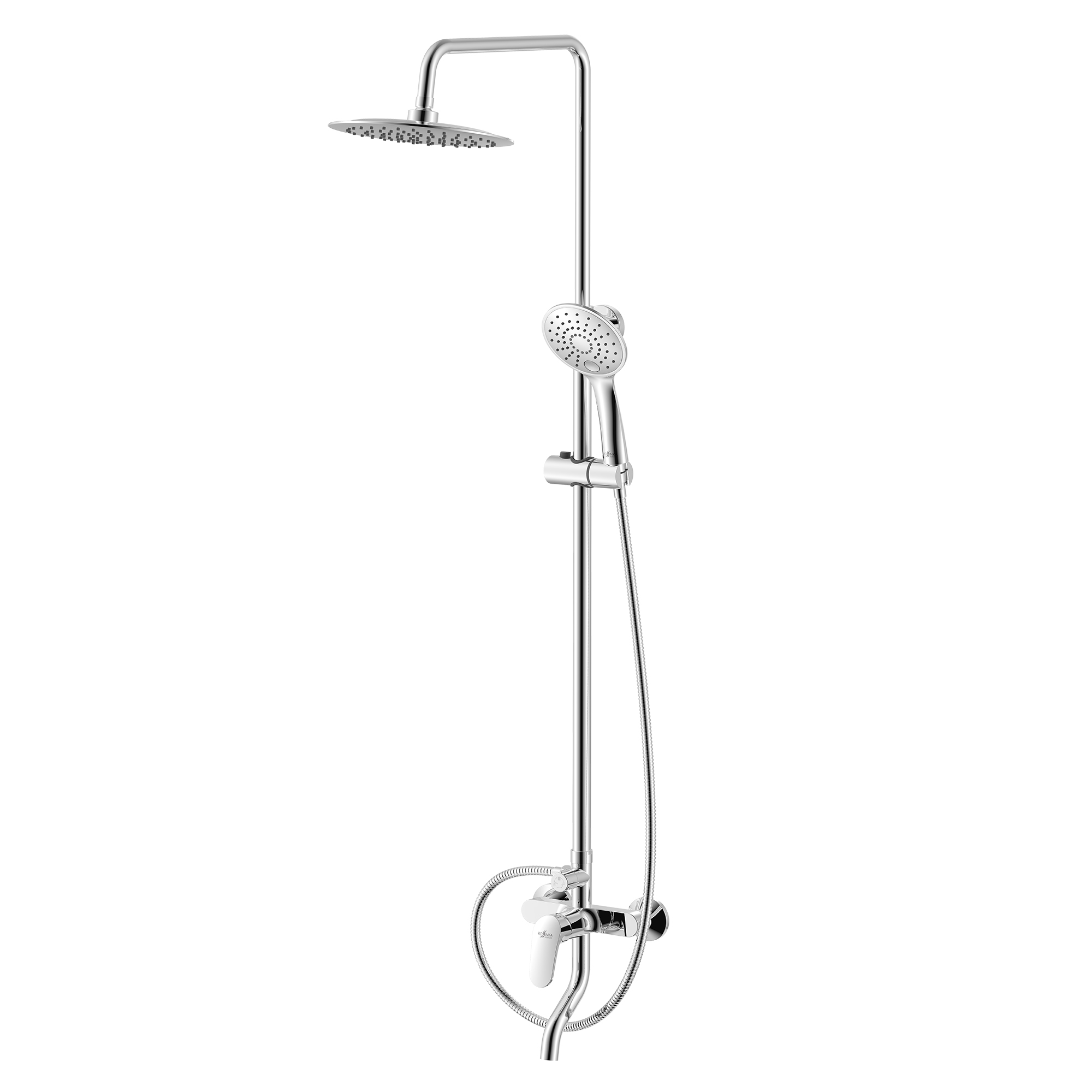 Смеситель Rossinka RS45-46 для ванны и душа с регулируемой высотой штанги и лейкой Тропический дождь