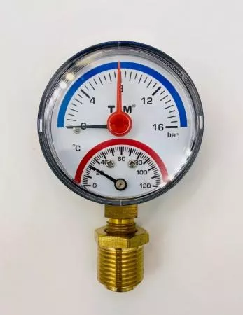 Термоманометр TIM радиальный 63 мм 0℃ - 120℃ 16 бар