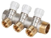 Коллектор MVI латунный с регулирующими вентилями 1"x3/4"EK PN10 3 вых.