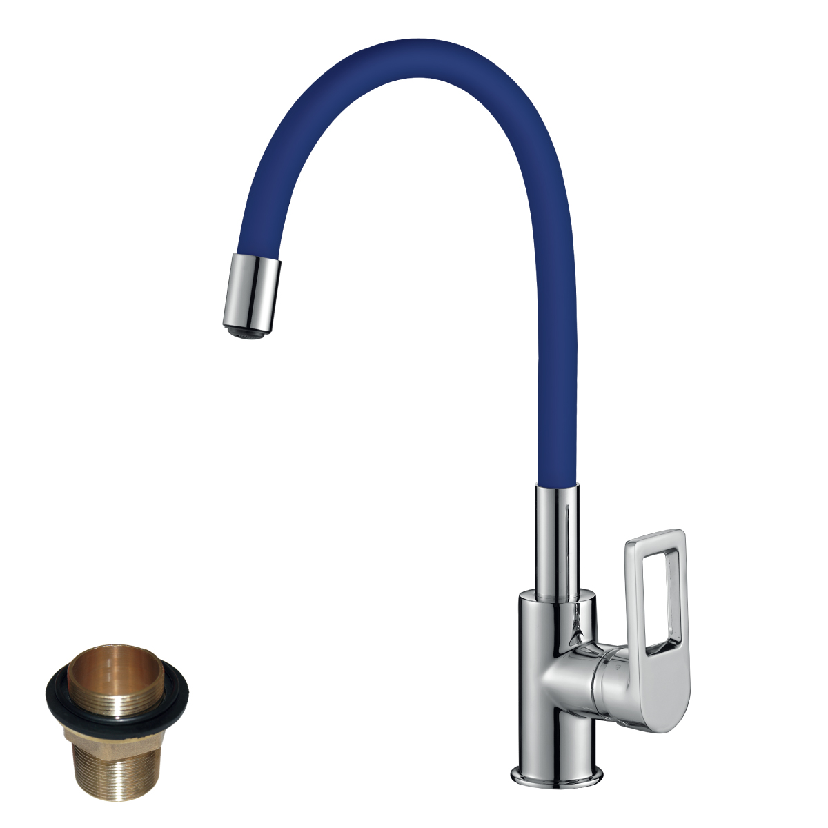 Смеситель Rossinka Z35-35U для кухни с гибким цветным изливом Синий