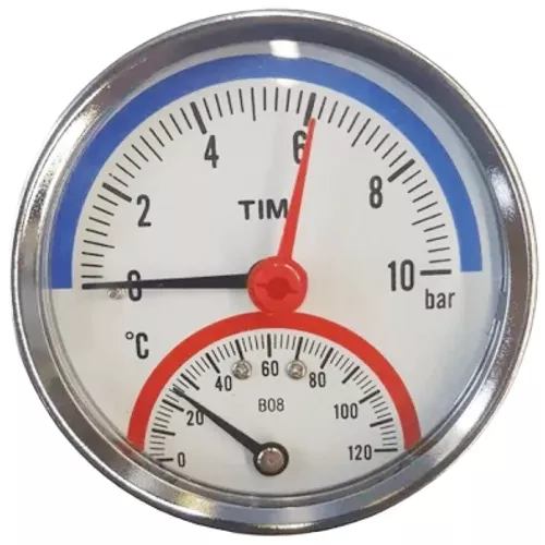 Термоманометр TIM аксиального подключения 1/2" 10 бар