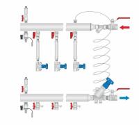 Узел коллекторный MVI Optimum нержавеющая сталь правое подключение Ду25 Ду15 c воздухоотводчиком 10 вых.