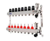 Коллекторная группа TIM с расходомерами 1" нержавеющая сталь без кранов 10 вых