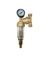 Фильтр свободного вращения Tim с манометром 1/2" стеклянный