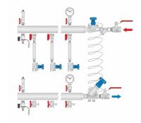 Узел коллекторный MVI Classic углеродистая сталь левое подключение Ду25 Ду15 c воздухоотводчиком 7 вых.
