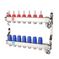 Коллектор MVI из нержавеющей стали в сборе с расходомерами дренажным краном и краном Маевского 1" х 3/4" ЕК PN10 7 вых.