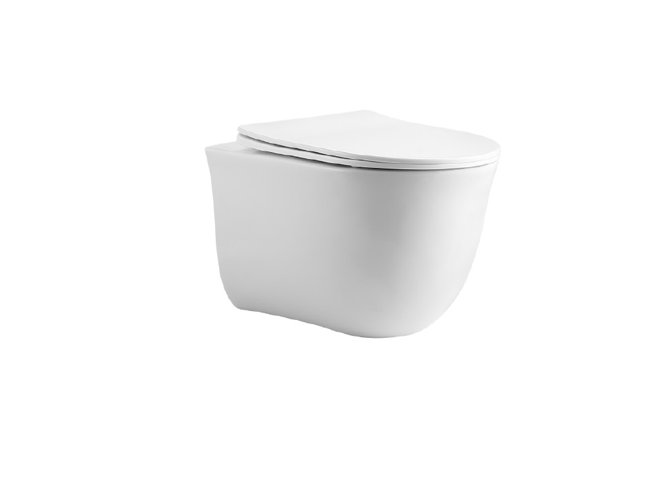 Унитаз подвесной безободковый Aquatek КЛАССИК 490*365*340 с легкосъемным сиденьем Soft Close смыв торнадо