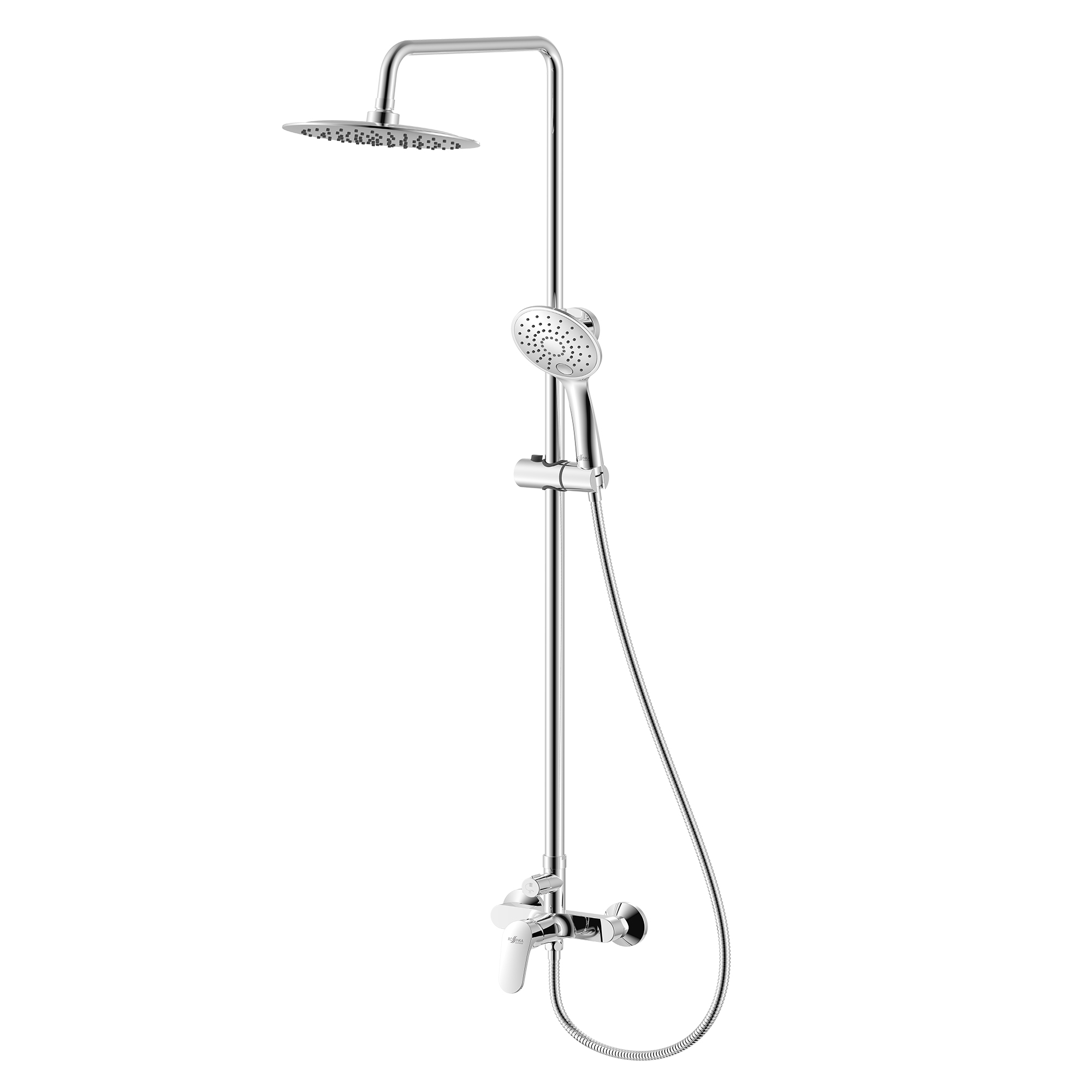 Смеситель Rossinka RS45-45 для душа с регулируемой высотой штанги и лейкой Тропический дождь