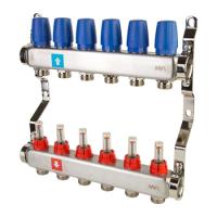 Коллектор MVI из нержавеющей стали в сборе с расходомерами 1" x 3/4" ЕК PN10 6 вых.