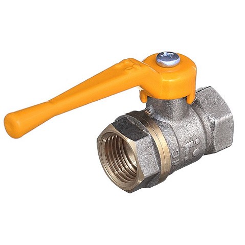 Кран шаровой латунный БАЗ Standart 11Б27п1 DN40 PN16 никелированный газовый рычаг муфта-муфта