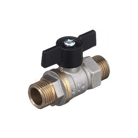 Кран шаровой латунный БАЗ Standart 11Б27п1 DN 20 PN 40 никелированный штуцер-штуцер бабочка