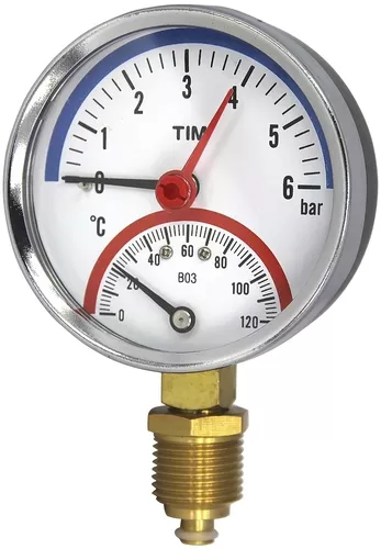 Термоманометр TIM радиального подключения 1/2" 6 бар