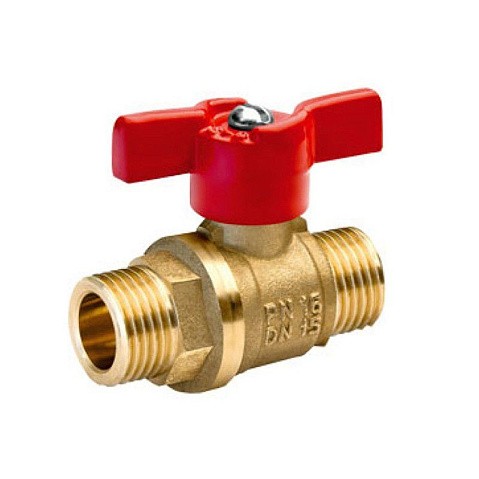 Кран шаровой латунный БАЗ Standart 11Б27п1 DN15 PN40 бабочка штуцер-штуцер