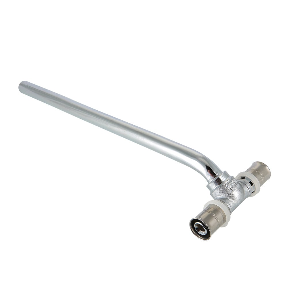 Пресс-фитинг Тройник Valtec с хромированной трубкой 15 мм, 20х15х20, 30 см