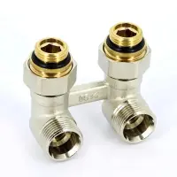 Узел угловой для нижнего подключения радиатора TIM c комплектом адаптеров с шаровым краном 1/2" x 3/4"