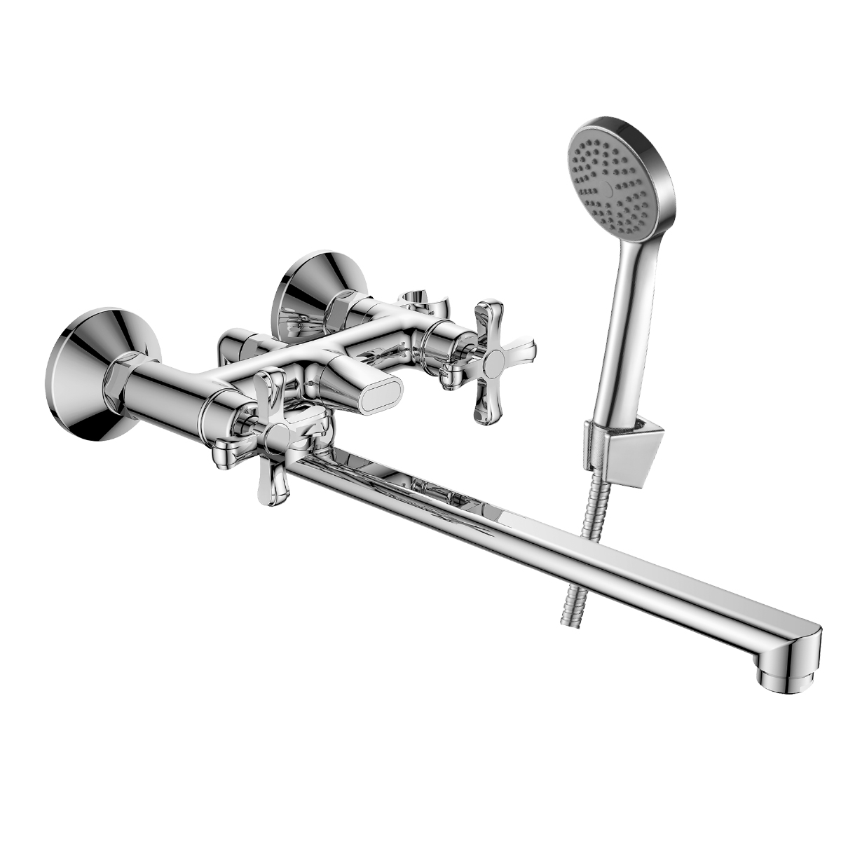 Смеситель Decoroom DR52043 двуручный для ванны универсальный с поворотным изливом 300 мм