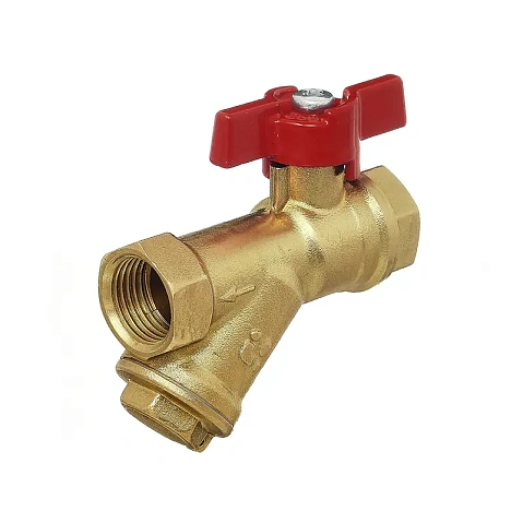 Кран шаровой латунный БАЗ 11Б27п1 DN20 PN25 с фильтром муфта-муфта бабочка