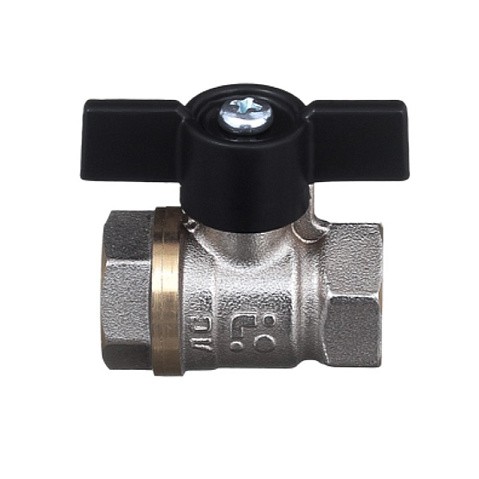 Кран шаровой латунный БАЗ Standart 11Б27п1 DN 20 PN 40 никелированный муфта-муфта бабочка