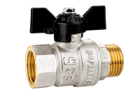 Кран шаровой латунный LD Pride 47.302 DN 32 PN 25, внутренняя-наружная резьба, рукоятка-бабочка