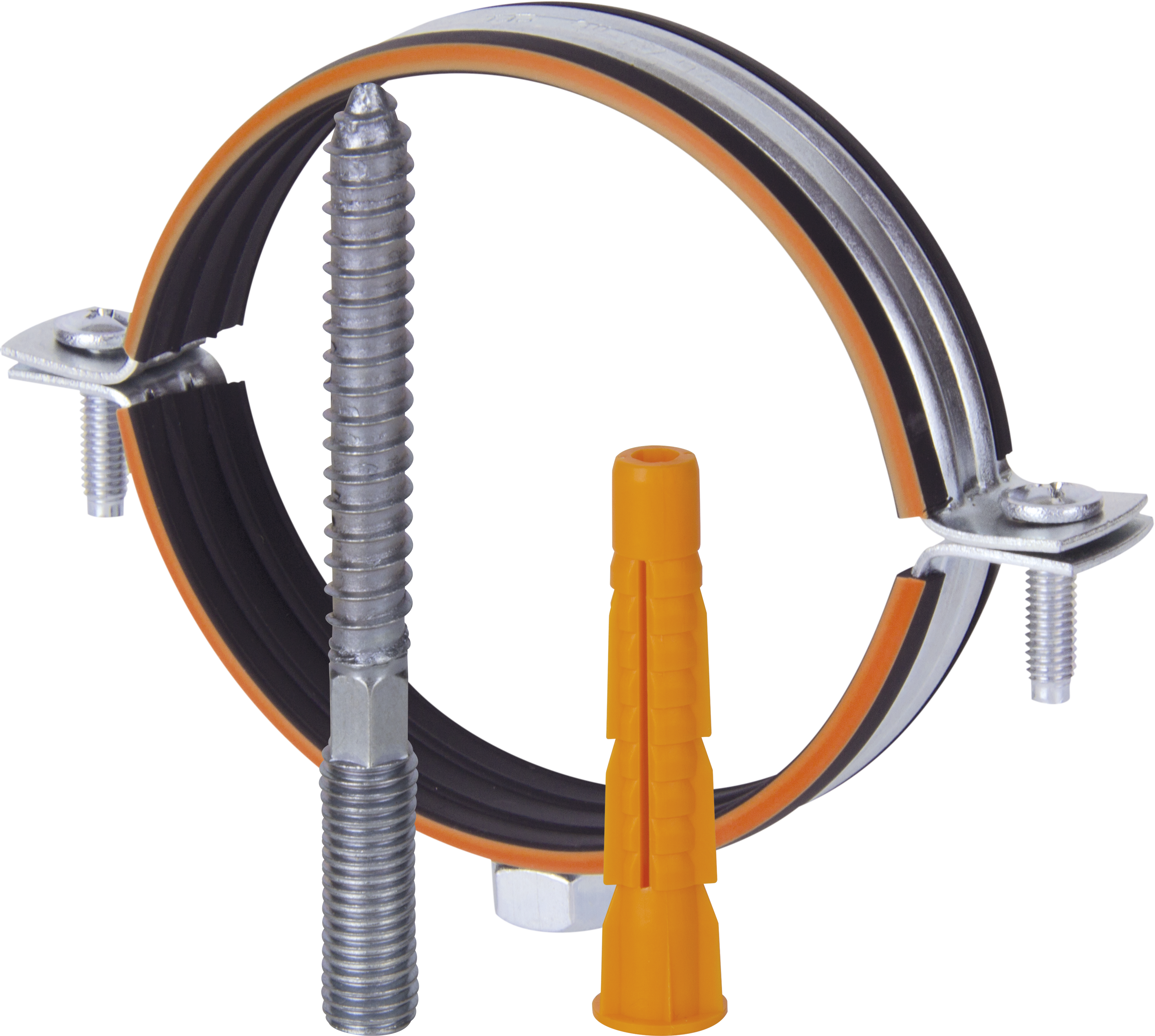 Хомут трубный металлический HUMALT М8 с гайкой,шпилькой-шурупом и дюбелем  16-20 (3/8") (M8)