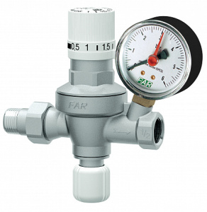 Редуктор FAR подпитки автоматический 1/2" с визуализацией настраиваемого давления на выходе с манометром