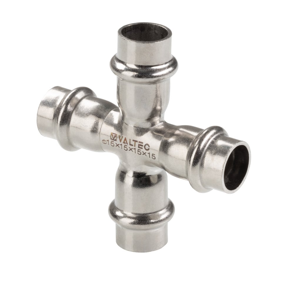 Крестовина нержавеющая сталь Valtec 18 мм х 15 мм х 18 мм х 15 мм