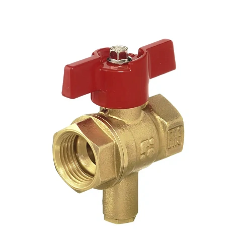 Кран шаровой латунный БАЗ 11Б27п1 DN15 PN40 под термодатчик М10 муфта-муфта бабочка