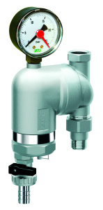 Фильтр с поворотным соединением FAR 3/4" ВР-НР 300 мкм с магнитной вставкой с манометром Tmax: 95 °С 25 бар