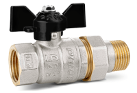 Кран шаровой латунный LD Pride 47.306 DN 32 PN 25, внутренняя резьба-гайка штуцерная (американка), рукоятка-бабочка