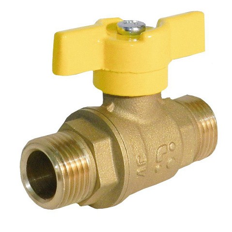Кран шаровой латунный газовый БАЗ Standart 11Б27п DN15 PN40 бабочка штуцер-штуцер