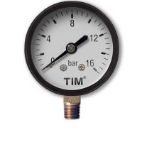 Манометр радиального подключения Tim 1/4" с верхним подключением 16 бар