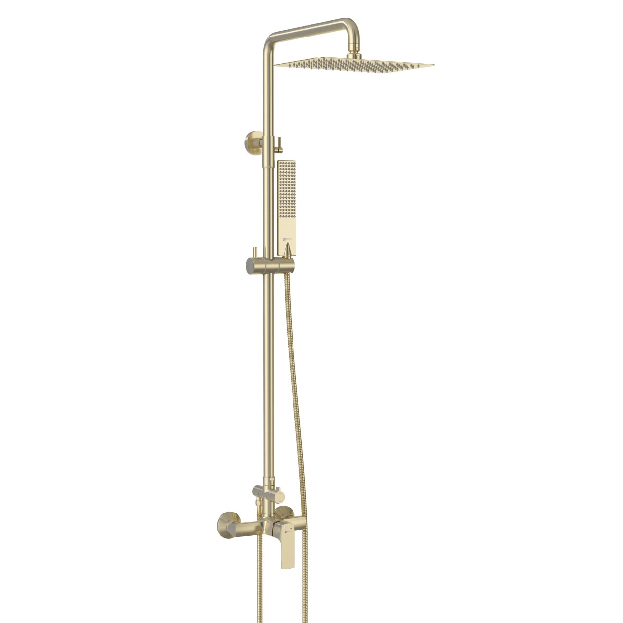 Смеситель Lemark Ursus LM7260BG для душа с регулируемой высотой штанги и верхней душевой лейкой Тропический дождь