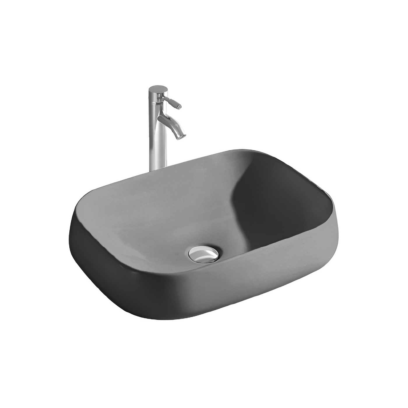 Раковина накладная Aquatek 560*420*140мм серый матовый