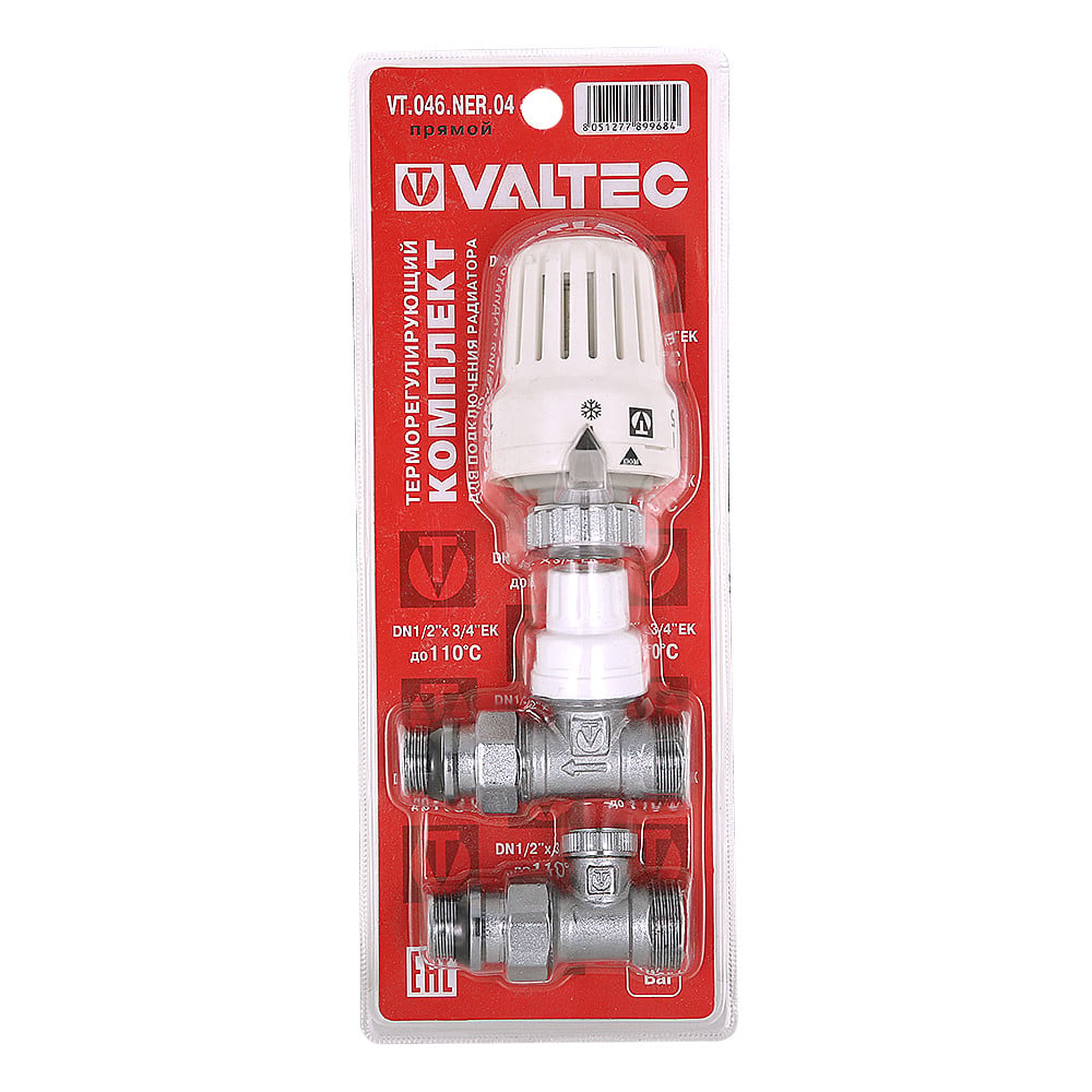 Комплект терморегулируюшего оборудования Valtec для радиатора прямой 1/2 x 3/4" («евроконус»)