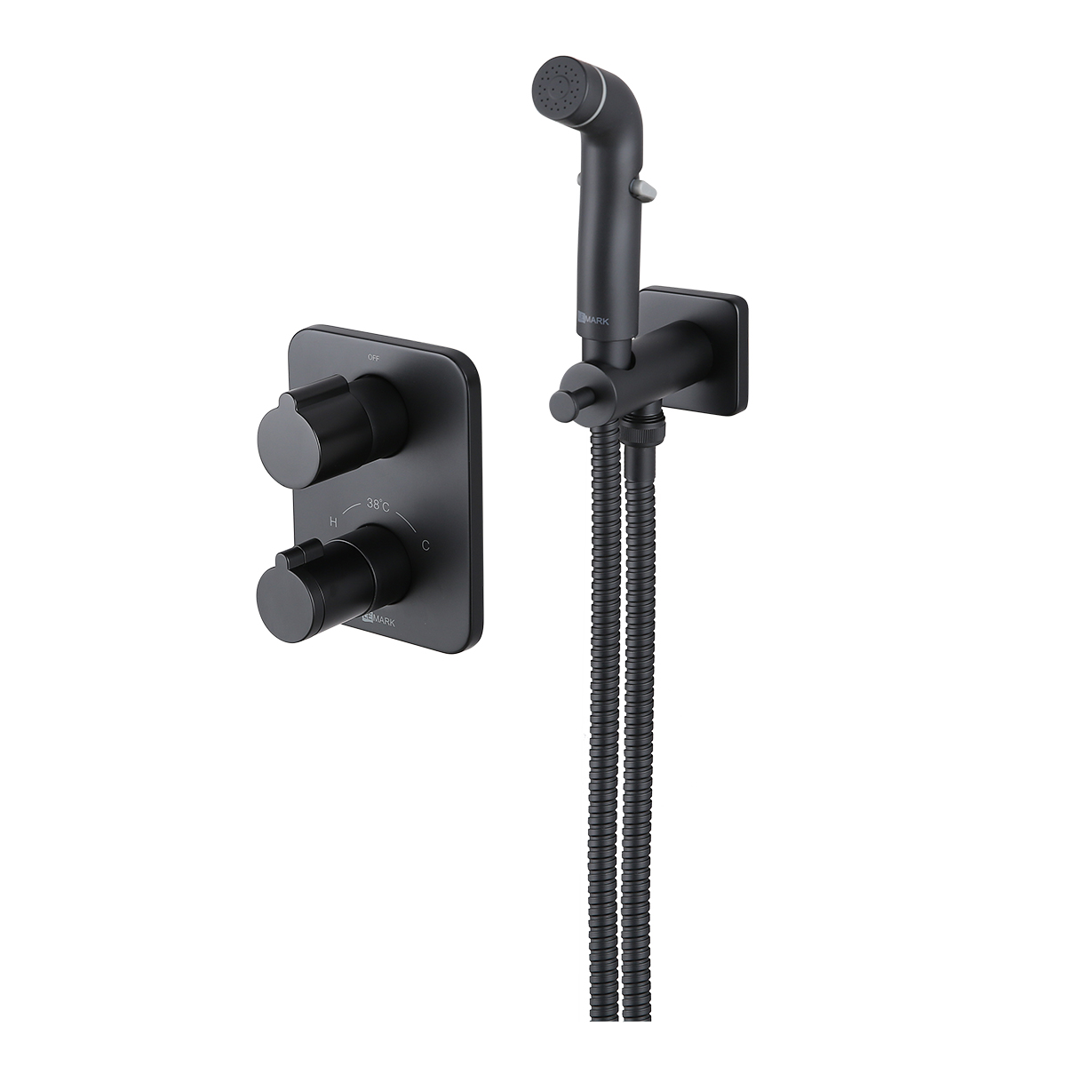 Смеситель Lemark Bronx LM3740BL с гигиеническим душем термостатический встраиваемый