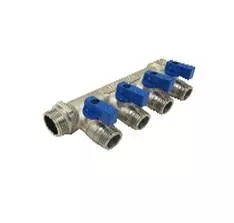 Коллектор TIM с шаровыми кранами никелированный под плоскую прокладку 3/4*1/2 2 вых