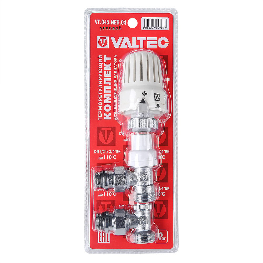 Комплект терморегулирующего оборудования Valtec для радиатора угловой 1/2 x 3/4" («евроконус»)