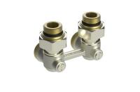 Клапан запорный Ridan LV-KB DN 15 PN 10, Т=95 °С, угловой, с переходниками, без возможности опорожнения, для нижнего присоединения к радиатору