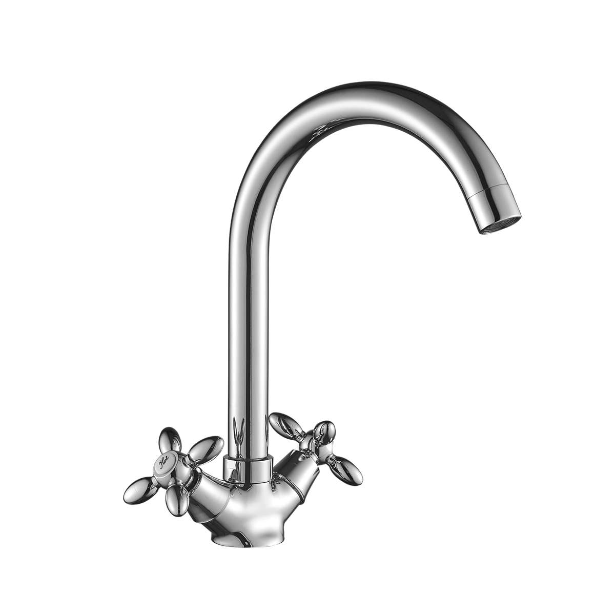 Смеситель Decoroom DR53028 двуручный для кухни с высоким поворотным изливом