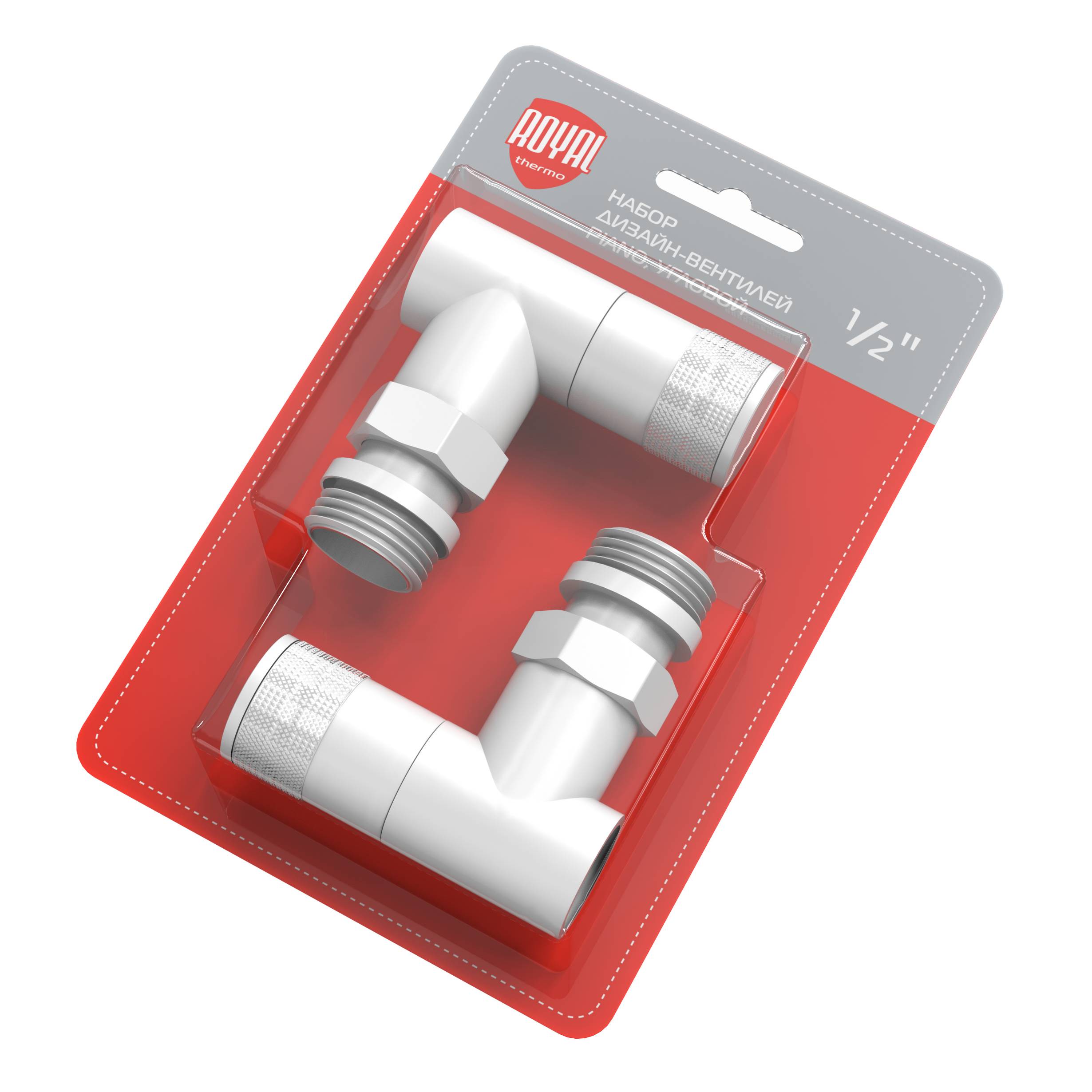 Набор дизайн-вентилей Royal Thermo PIANO угловой 1/2" Белый